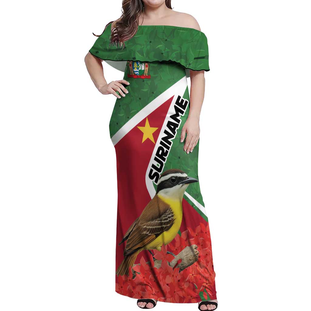 Personalized Suriname Off Shoulder Maxi Dress Gerechtigheid Vroomheid Vertrouwen - Wonder Print Shop