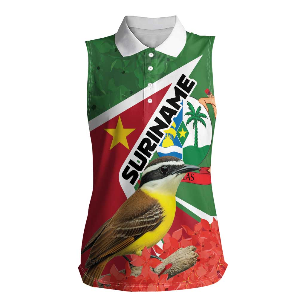 Personalized Suriname Women Sleeveless Polo Shirt Gerechtigheid Vroomheid Vertrouwen - Wonder Print Shop