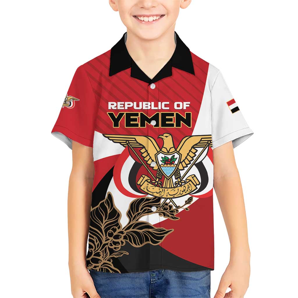 Personalized Republic of Yemen Kid Hawaiian Shirt Yamaniyyatu Coat of Arms - Wonder Print Shop