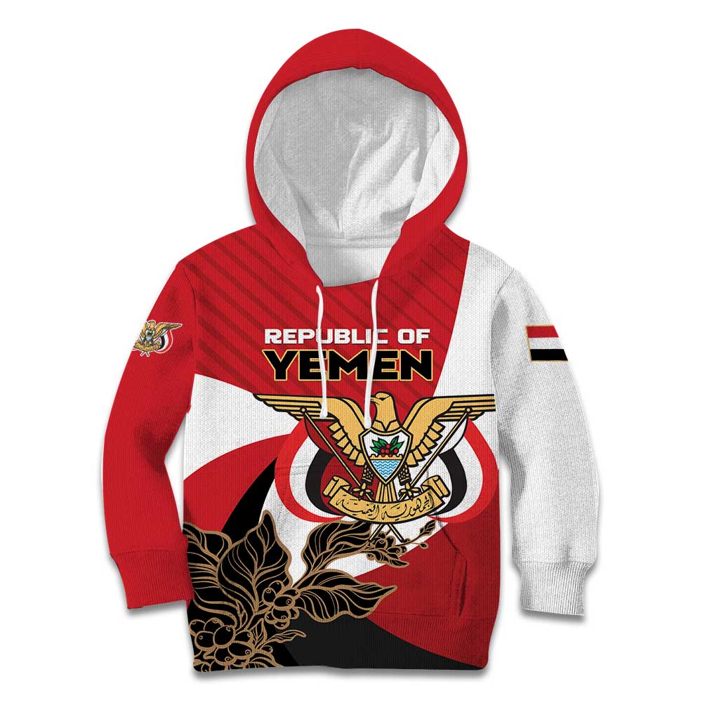 Personalized Republic of Yemen Kid Hoodie Yamaniyyatu Coat of Arms - Wonder Print Shop