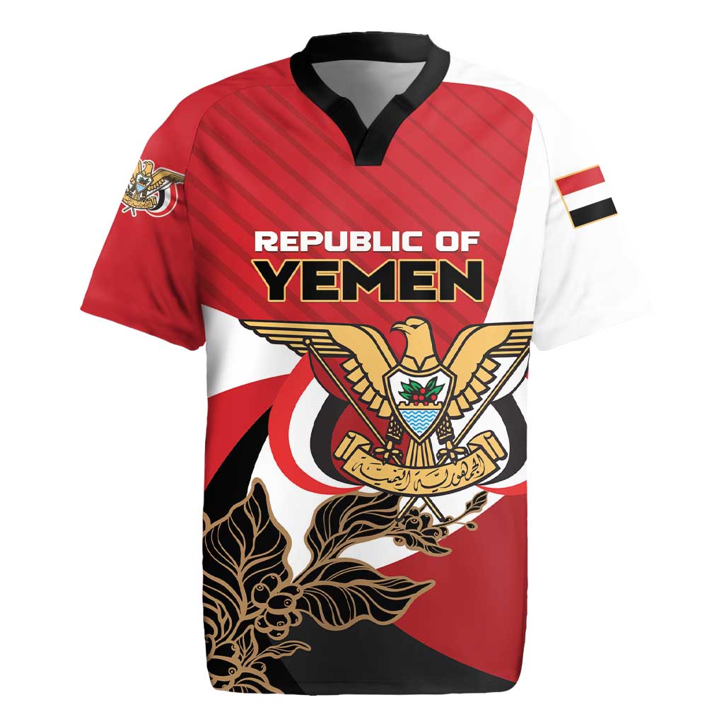 Personalized Republic of Yemen Rugby Jersey Yamaniyyatu Coat of Arms - Wonder Print Shop