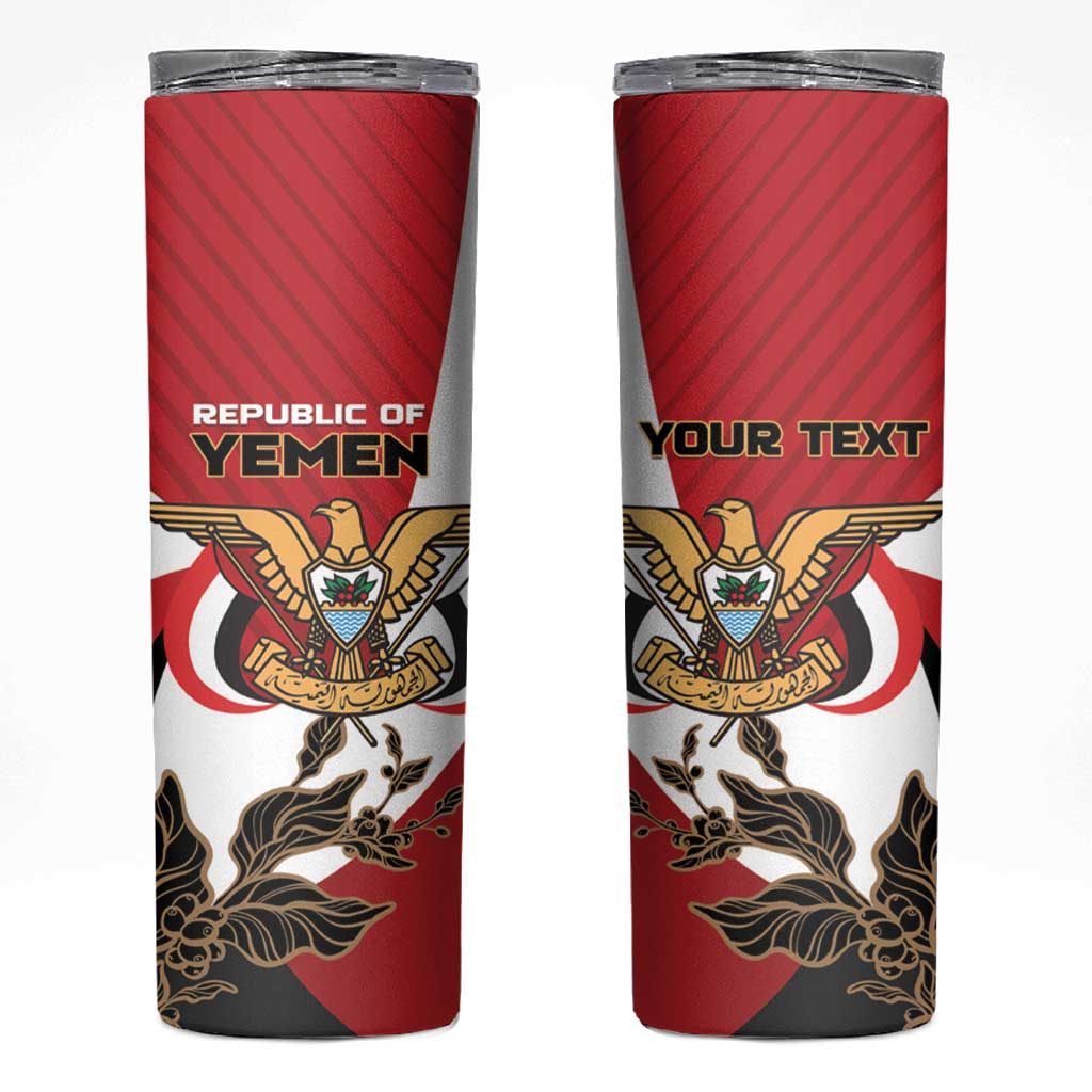 Personalized Republic of Yemen Skinny Tumbler Yamaniyyatu Coat of Arms - Wonder Print Shop