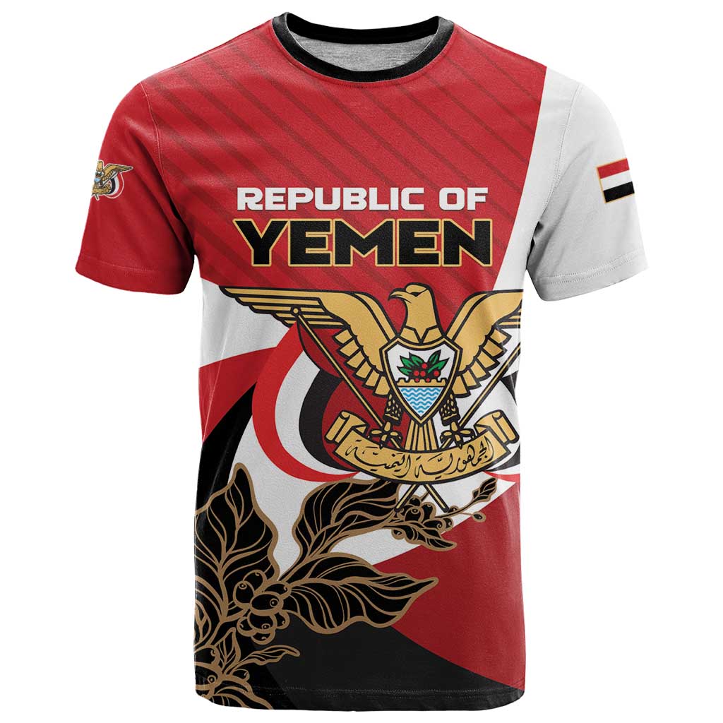 Personalized Republic of Yemen T Shirt Yamaniyyatu Coat of Arms - Wonder Print Shop