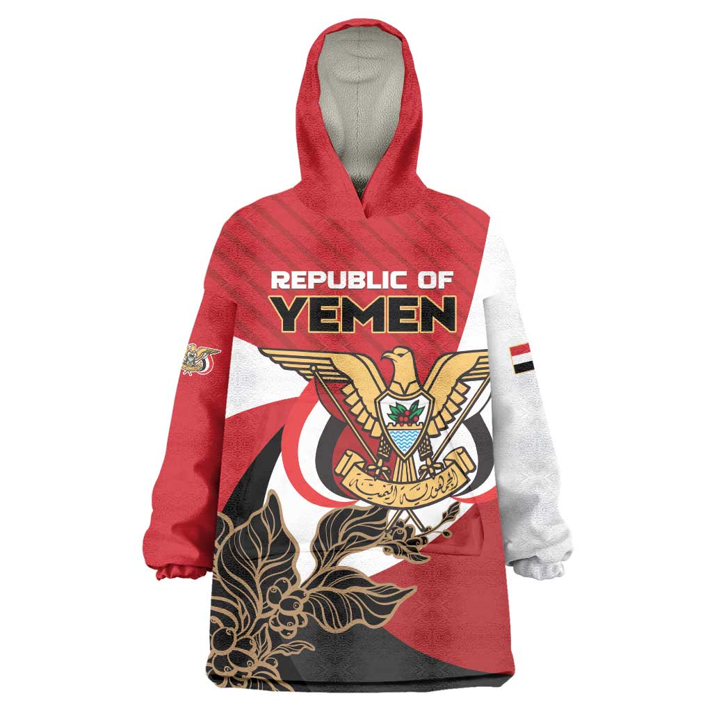 Personalized Republic of Yemen Wearable Blanket Hoodie Yamaniyyatu Coat of Arms - Wonder Print Shop