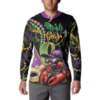 Personalized Mardi Gras Funny Shrimp Button Sweatshirt Fleur De Lis Special Version - Wonder Print Shop
