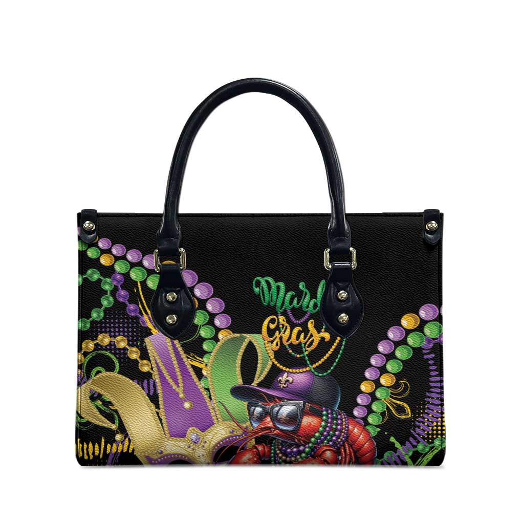 Mardi Gras Funny Shrimp Leather Bag Fleur De Lis Special Version - Wonder Print Shop