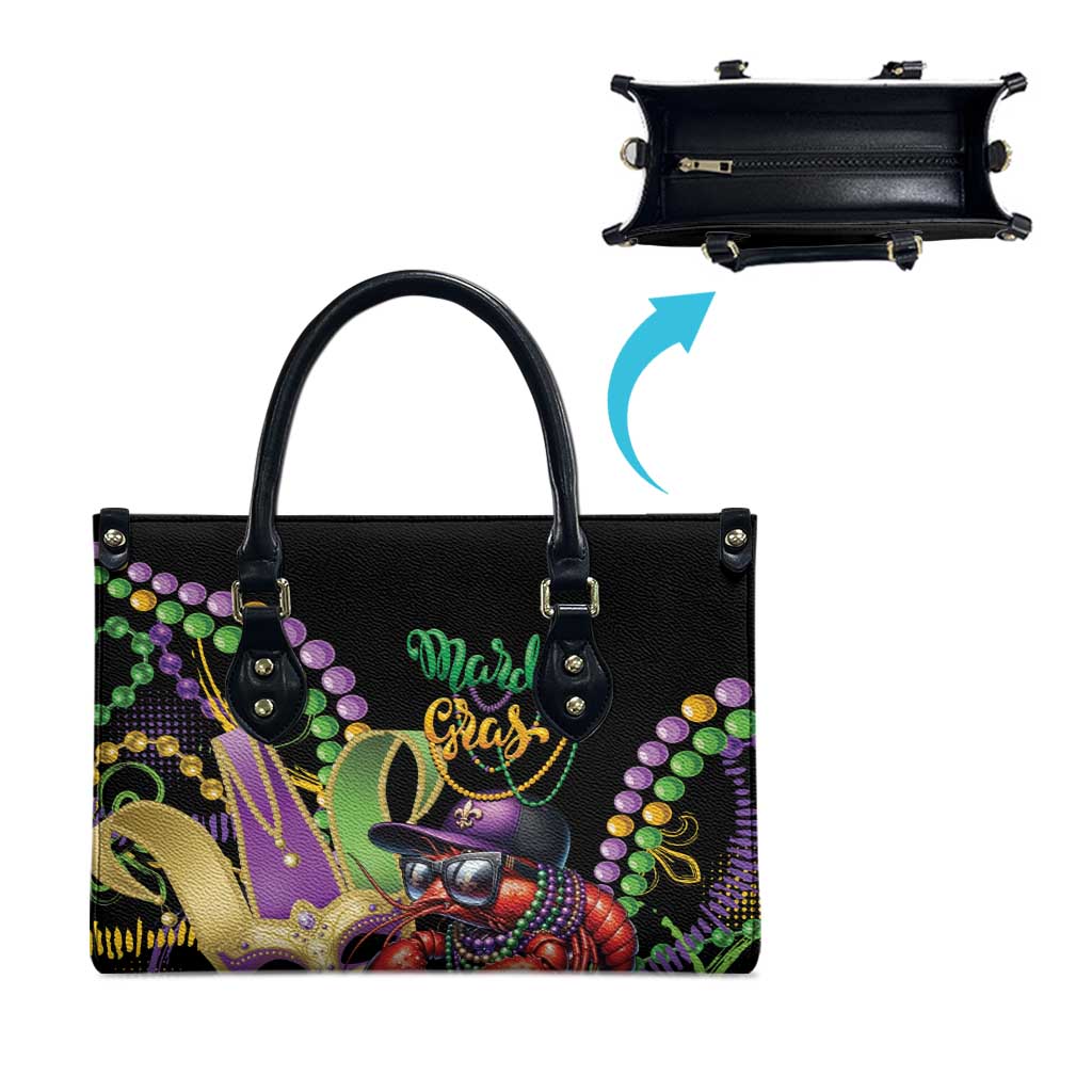 Mardi Gras Funny Shrimp Leather Bag Fleur De Lis Special Version - Wonder Print Shop