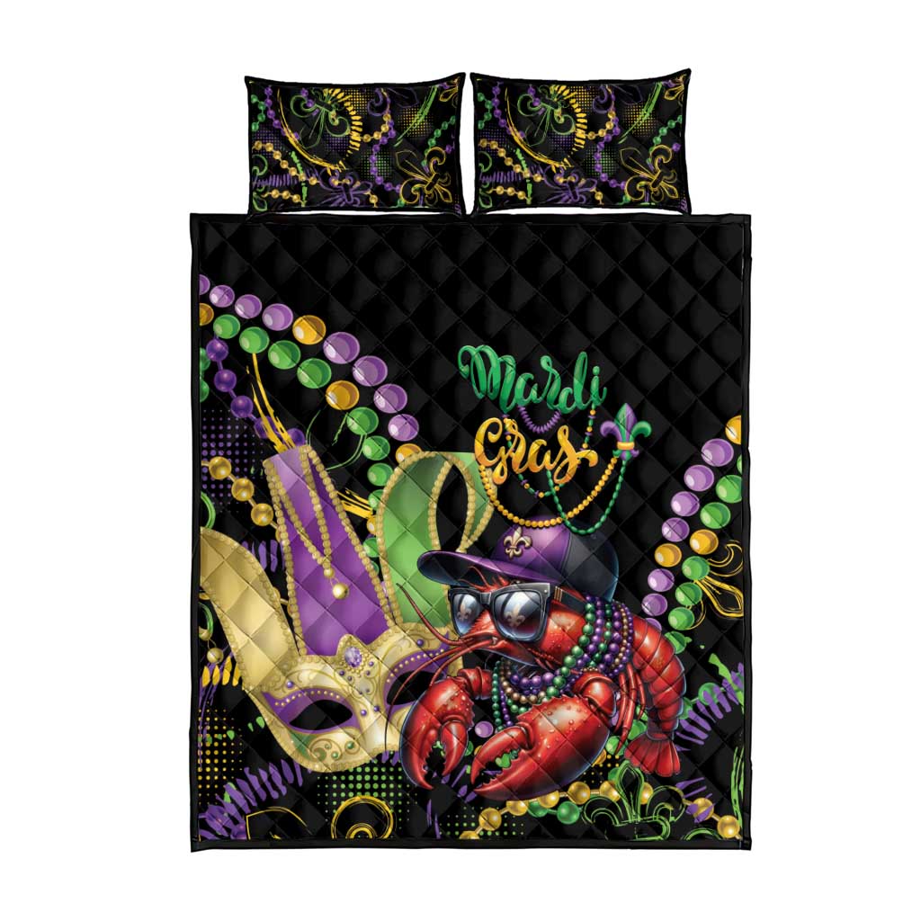 Mardi Gras Funny Shrimp Quilt Bed Set Fleur De Lis Special Version - Wonder Print Shop