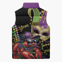 Personalized Mardi Gras Funny Shrimp Sleeveless Puffer Jacket Fleur De Lis Special Version - Wonder Print Shop