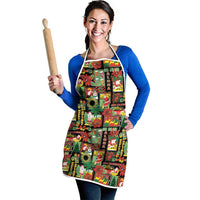 Hawaiian Santa Christmas Pattern Apron Black Version - Wonder Print Shop