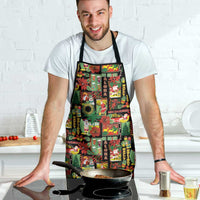 Hawaiian Santa Christmas Pattern Apron Black Version - Wonder Print Shop