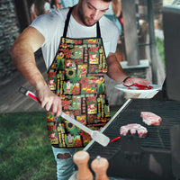 Hawaiian Santa Christmas Pattern Apron Black Version - Wonder Print Shop