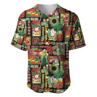 Hawaiian Santa Christmas Pattern Baseball Jersey Black Version - Wonder Print Shop