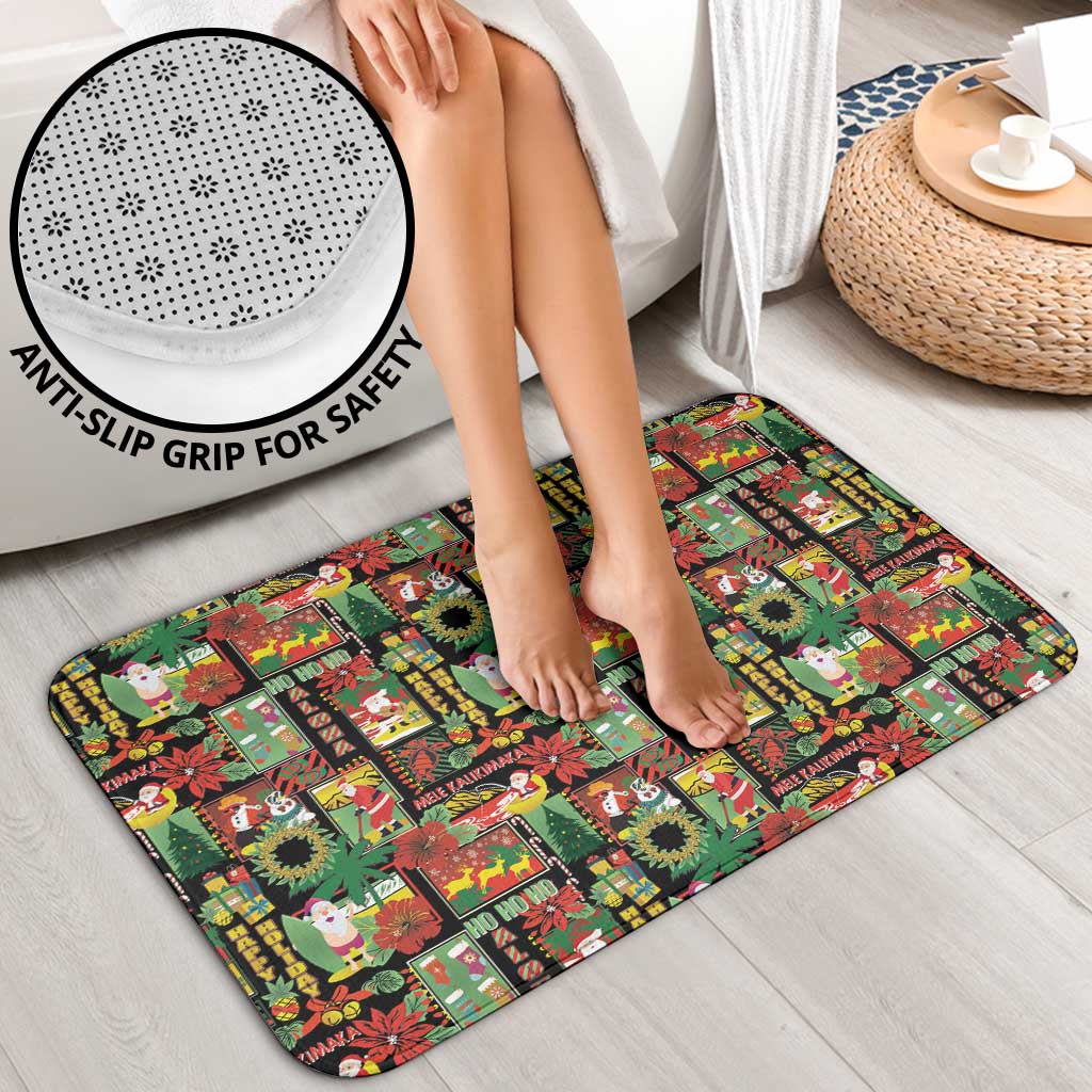 Hawaiian Santa Christmas Pattern Bathroom Set Black Version - Wonder Print Shop
