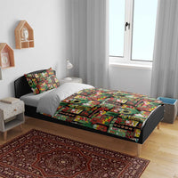 Hawaiian Santa Christmas Pattern Bedding Set Black Version - Wonder Print Shop