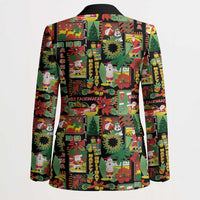Hawaiian Santa Christmas Pattern Blazer Black Version - Wonder Print Shop