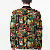 Hawaiian Santa Christmas Pattern Blazer Black Version - Wonder Print Shop