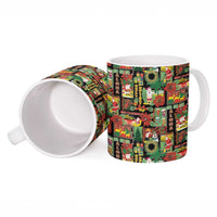 Hawaiian Santa Christmas Pattern Ceramic Mug Black Version - Wonder Print Shop
