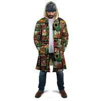 Hawaiian Santa Christmas Pattern Cloak Black Version - Wonder Print Shop