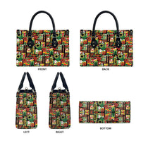 Hawaiian Santa Christmas Pattern Leather Bag Black Version - Wonder Print Shop