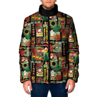 Hawaiian Santa Christmas Pattern Padded Jacket Black Version - Wonder Print Shop