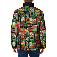 Hawaiian Santa Christmas Pattern Padded Jacket Black Version - Wonder Print Shop