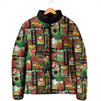Hawaiian Santa Christmas Pattern Padded Jacket Black Version - Wonder Print Shop