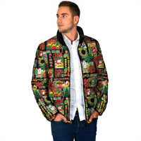Hawaiian Santa Christmas Pattern Padded Jacket Black Version - Wonder Print Shop