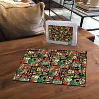 Hawaiian Santa Christmas Pattern Puzzle Black Version - Wonder Print Shop