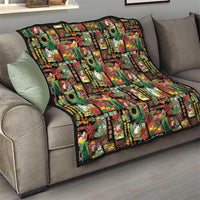 Hawaiian Santa Christmas Pattern Quilt Black Version - Wonder Print Shop