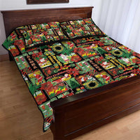 Hawaiian Santa Christmas Pattern Quilt Bed Set Black Version - Wonder Print Shop