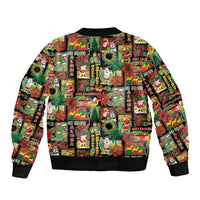 Hawaiian Santa Christmas Pattern Sleeve Zip Bomber Jacket Black Version - Wonder Print Shop
