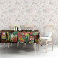 Hawaiian Santa Christmas Pattern Tablecloth Black Version - Wonder Print Shop