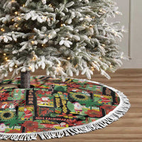 Hawaiian Santa Christmas Pattern Tree Skirt Black Version - Wonder Print Shop