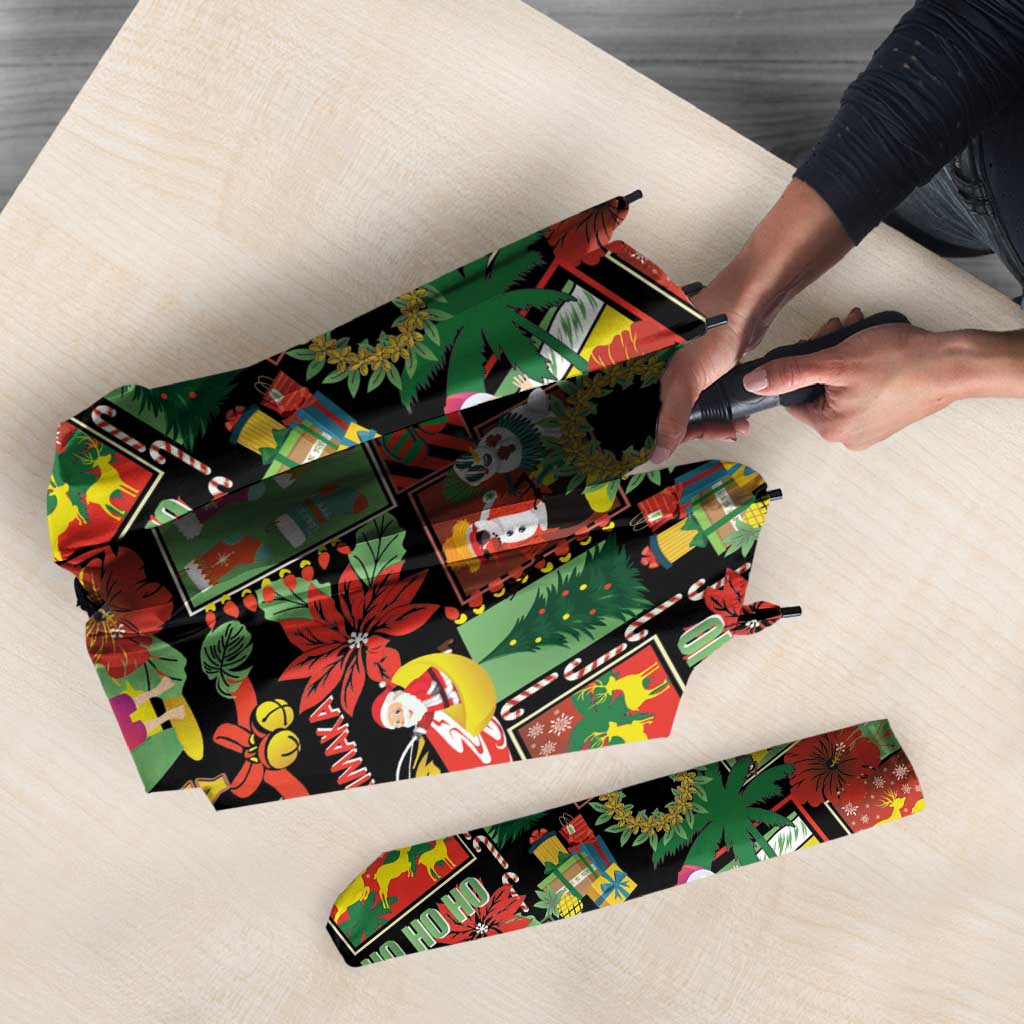 Hawaiian Santa Christmas Pattern Umbrella Black Version - Wonder Print Shop