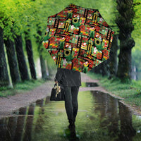 Hawaiian Santa Christmas Pattern Umbrella Black Version - Wonder Print Shop