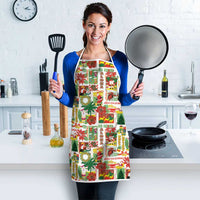 Hawaiian Santa Christmas Pattern Apron White Version - Wonder Print Shop