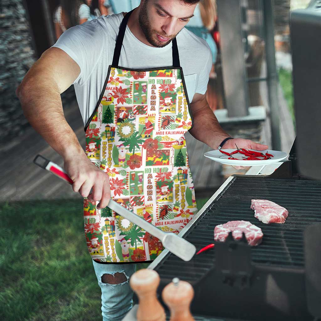Hawaiian Santa Christmas Pattern Apron White Version - Wonder Print Shop