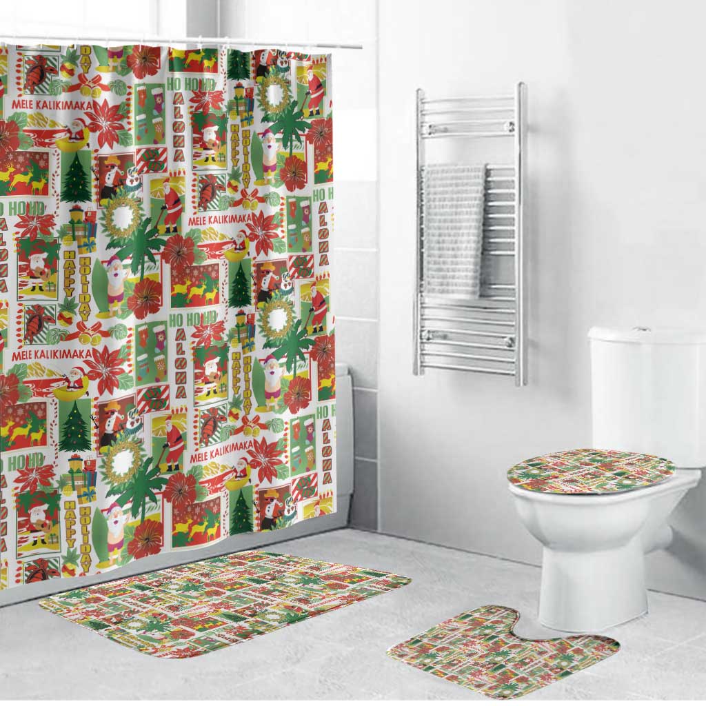 Hawaiian Santa Christmas Pattern Bathroom Set White Version - Wonder Print Shop