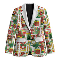 Hawaiian Santa Christmas Pattern Blazer White Version - Wonder Print Shop