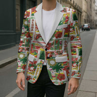 Hawaiian Santa Christmas Pattern Blazer White Version - Wonder Print Shop