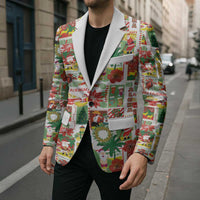 Hawaiian Santa Christmas Pattern Blazer White Version - Wonder Print Shop