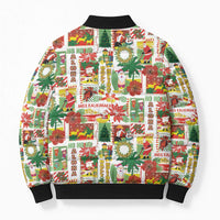 Hawaiian Santa Christmas Pattern Bomber Puffer Jacket White Version - Wonder Print Shop