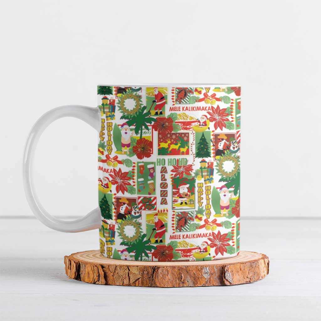 Hawaiian Santa Christmas Pattern Ceramic Mug White Version - Wonder Print Shop