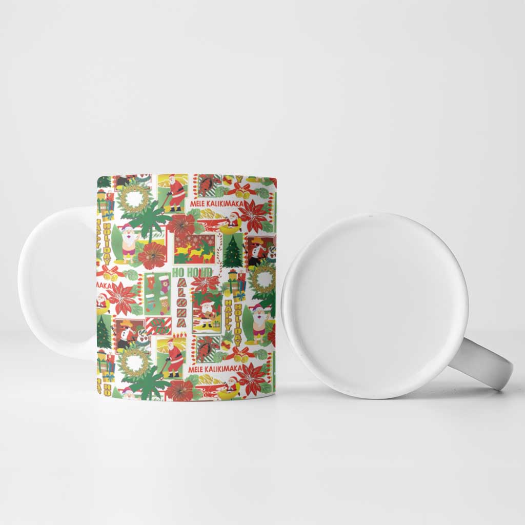 Hawaiian Santa Christmas Pattern Ceramic Mug White Version - Wonder Print Shop