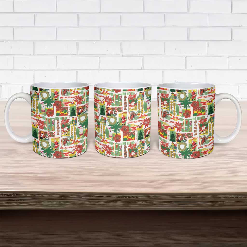 Hawaiian Santa Christmas Pattern Ceramic Mug White Version - Wonder Print Shop