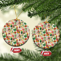 Hawaiian Santa Christmas Pattern Ceramic Ornament White Version - Wonder Print Shop