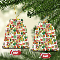 Hawaiian Santa Christmas Pattern Ceramic Ornament White Version - Wonder Print Shop
