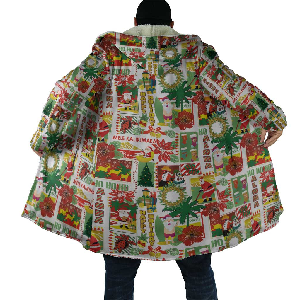 Hawaiian Santa Christmas Pattern Cloak White Version - Wonder Print Shop