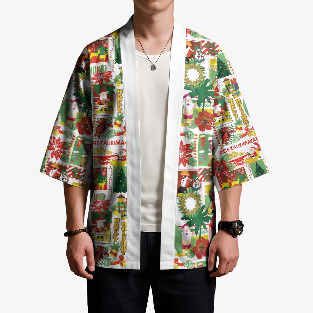 Hawaiian Santa Christmas Pattern Kimono White Version - Wonder Print Shop